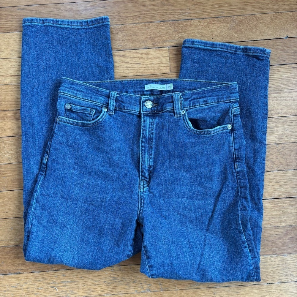 Peter Millar Blue Williamson Straight Leg Stretch Cropped Denim Women’s Sz 29R